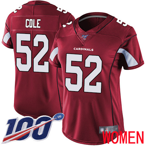 Arizona Cardinals Limited Red Women Mason Cole Home Jersey NFL Football 52 100th Season Vapor Untouchable